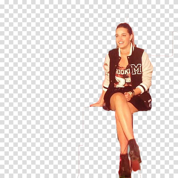 Oriana Sabatini, women's black and white varsity jacket transparent background PNG clipart