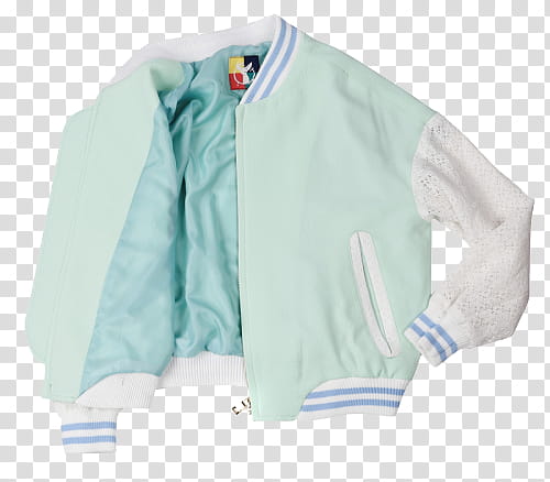 AESTHETIC, teal and white zip-up jacket transparent background PNG clipart