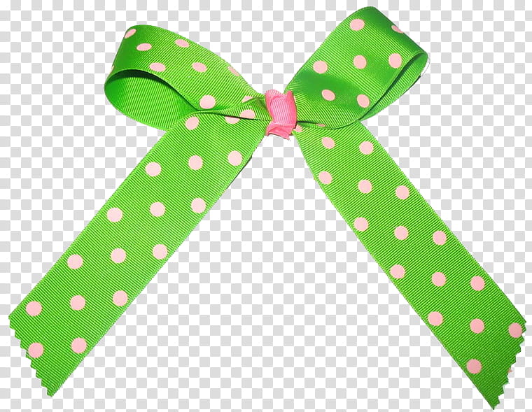 Bows, green and pink polka-dot ribbon transparent background PNG clipart