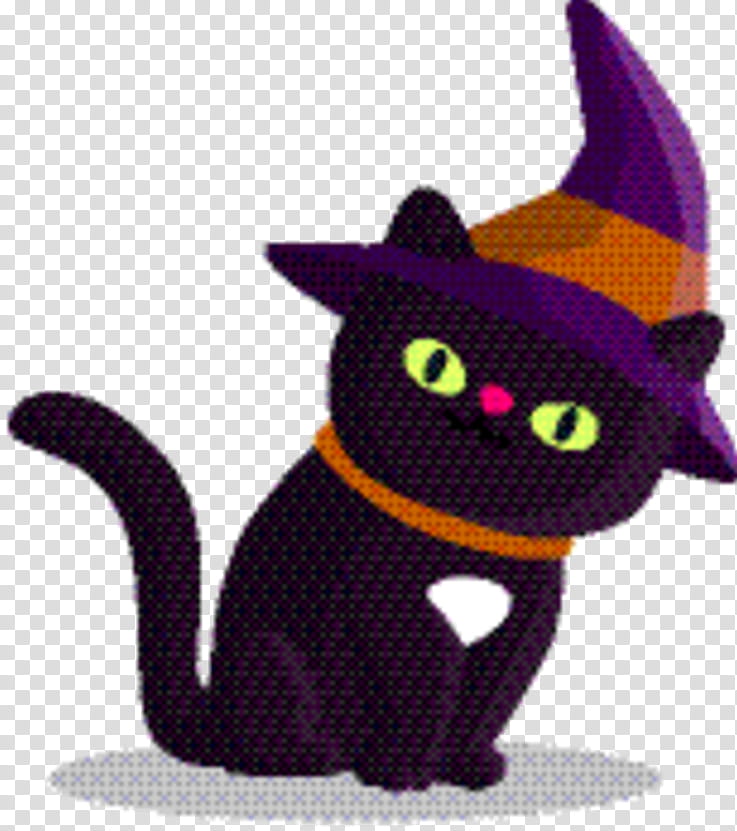 Witch, Black Cat, Kitten, Whiskers, Character, Purple, Character Created By, Witch Hat transparent background PNG clipart