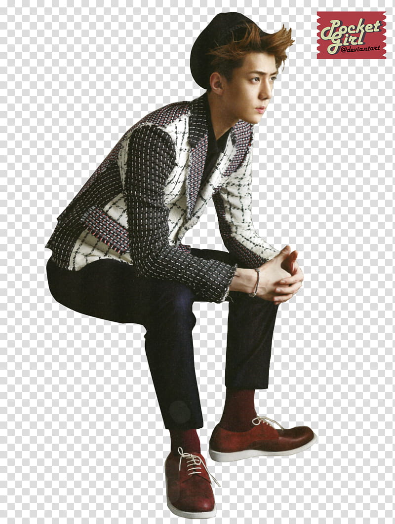 EXO K Sehun Grazia August  Render, unknown celebrity wearing white and black sweater transparent background PNG clipart