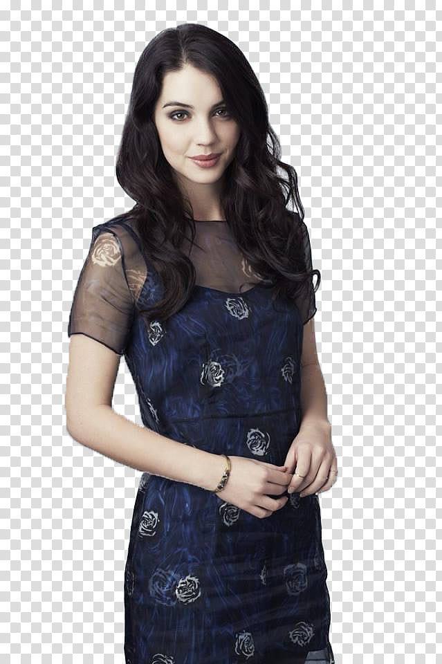 ADELAIDE KANE, woman in black and white floral dress transparent background PNG clipart