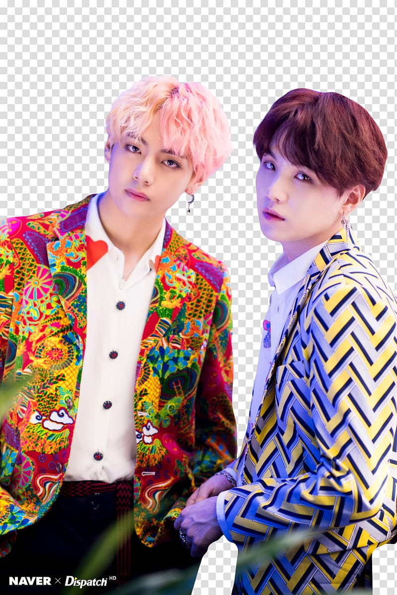 BTS, two standing men wearing suit jacket transparent background PNG clipart