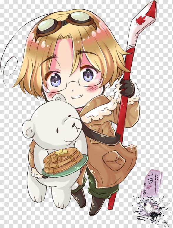 Renders Anime Chibi, girl holding hockey stick and polar bear illustration transparent background PNG clipart