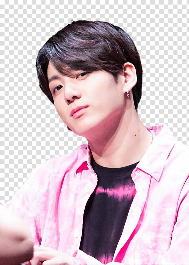 Jeon Jungkook , men's pink and white floral dress shirt transparent background PNG clipart