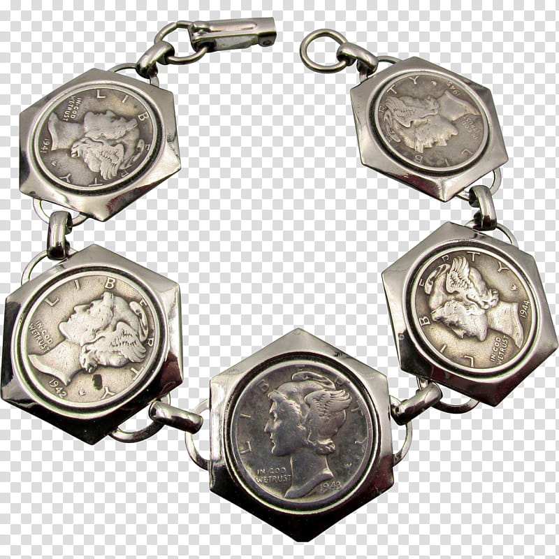 Silver, Bracelet, Mercury Dime, Watch, Jewellery, Charm Bracelet, Ring, Clothing Accessories transparent background PNG clipart