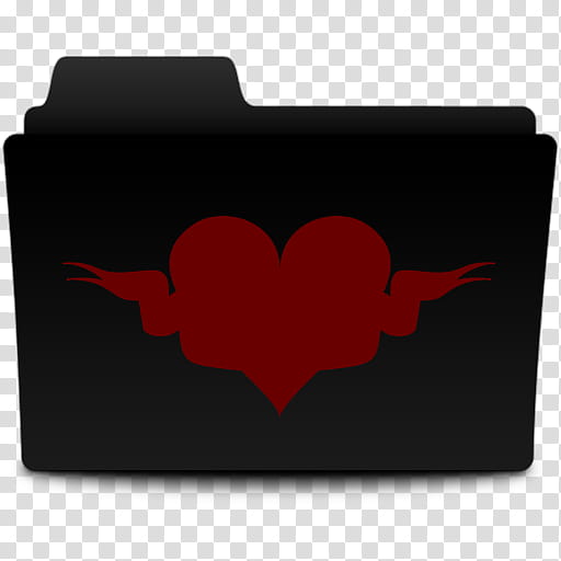 Movie Genres Folders, black folder with red heart transparent background PNG clipart