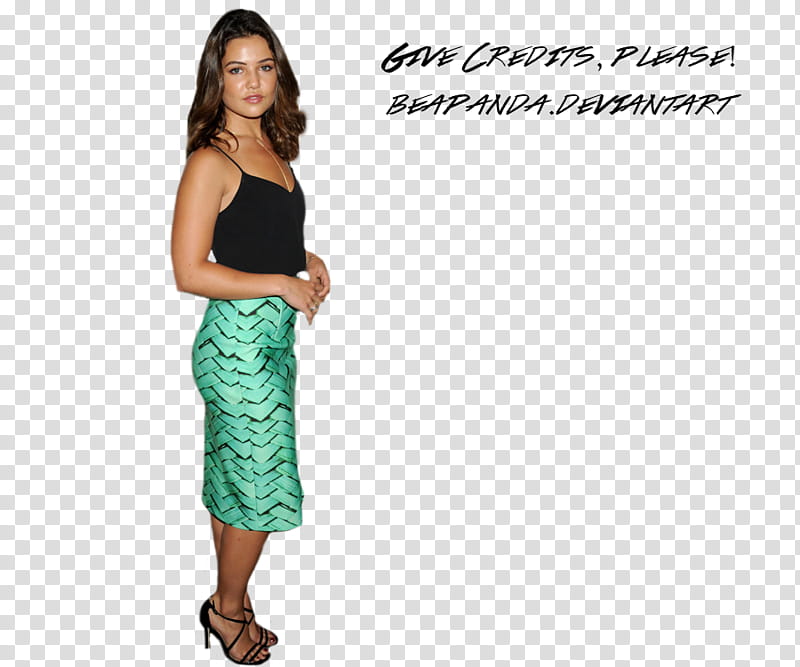 Danielle Campbell, woman wearing black top and tea skirt transparent background PNG clipart