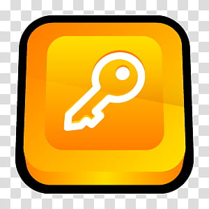 D Cartoon Icons III, Windows Log Off, orange and white key icon art transparent background PNG clipart