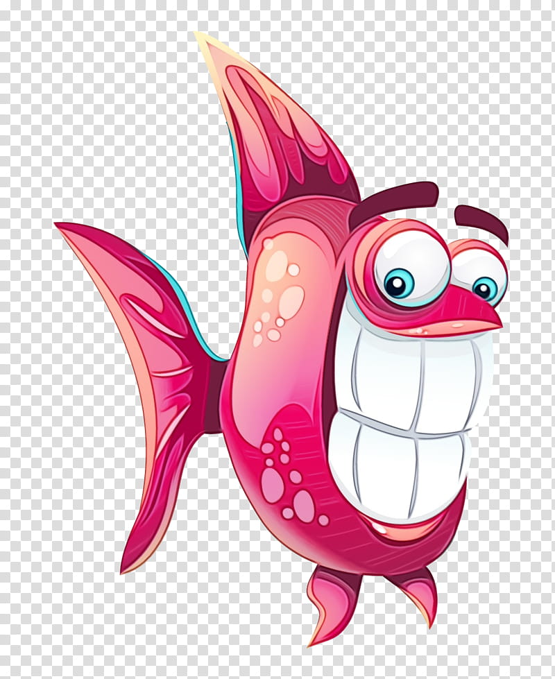 Watercolor, Paint, Wet Ink, Fish, Cartoon, Humour, Fishing, Pink transparent background PNG clipart