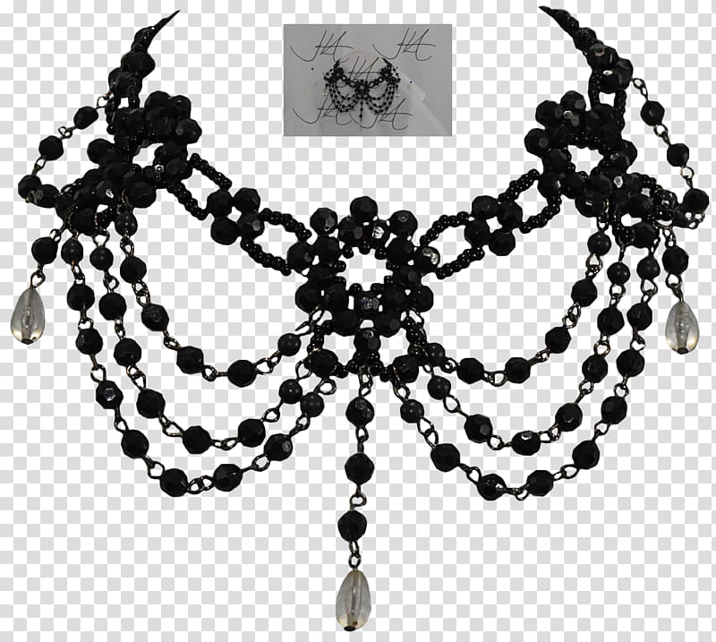 Goth Necklace , beaded black necklace transparent background PNG clipart