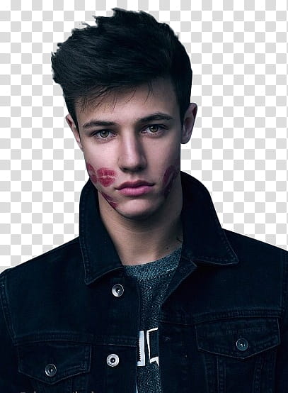 CAMERON DALLAS, man with kiss marks on cheeks transparent background PNG clipart