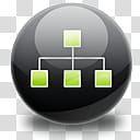 The Spherical Icon Set, sitemap, round black and green LAN illustration transparent background PNG clipart