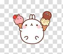 Molang, white animal holding ice creams illustration transparent background PNG clipart