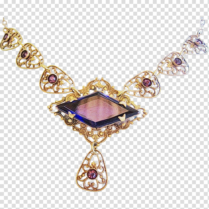 Diamond, Amethyst, Necklace, Pendant, Jewellery, Purple, Chain, Body Jewellery transparent background PNG clipart