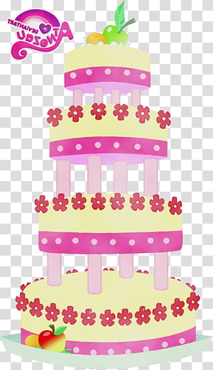 Wedding cake, Watercolor, Paint, Wet Ink, Cake Decorating, Torte, Tortem, Pink transparent background PNG clipart thumbnail