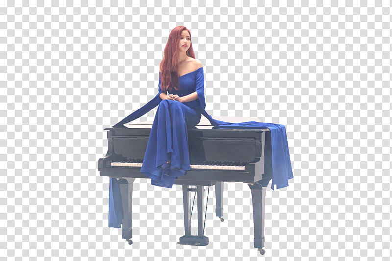 Solar MAMAMOO PAINT ME, woman in blue dress sitting on upright piano transparent background PNG clipart