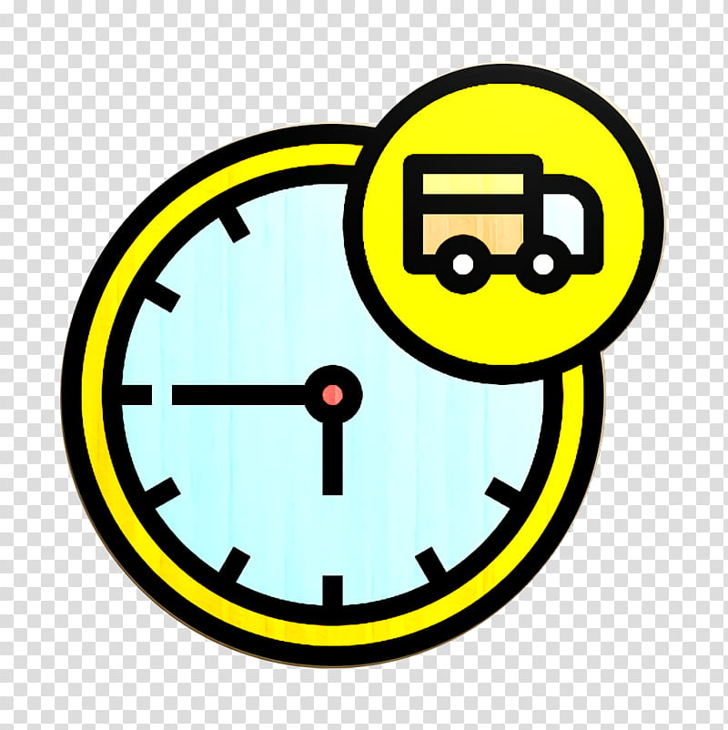 Shopping icon Time icon Truck icon, Emoticon, Yellow, Smiley, Line, Clock, Sticker, Circle transparent background PNG clipart