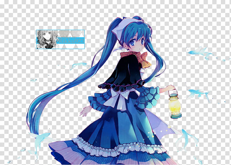 Miku . lantern render, blue-haired female anime character illustration transparent background PNG clipart