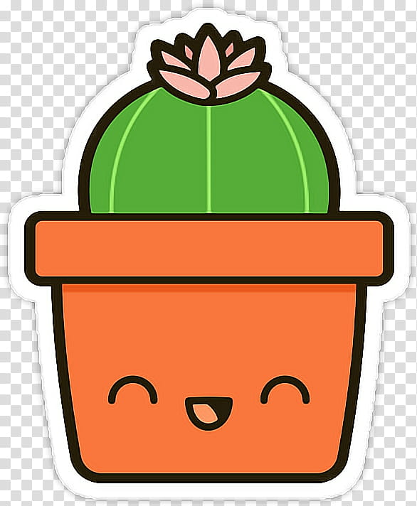 Cute Pink And Green Plant Drawing - Plant Drawing - Sticker