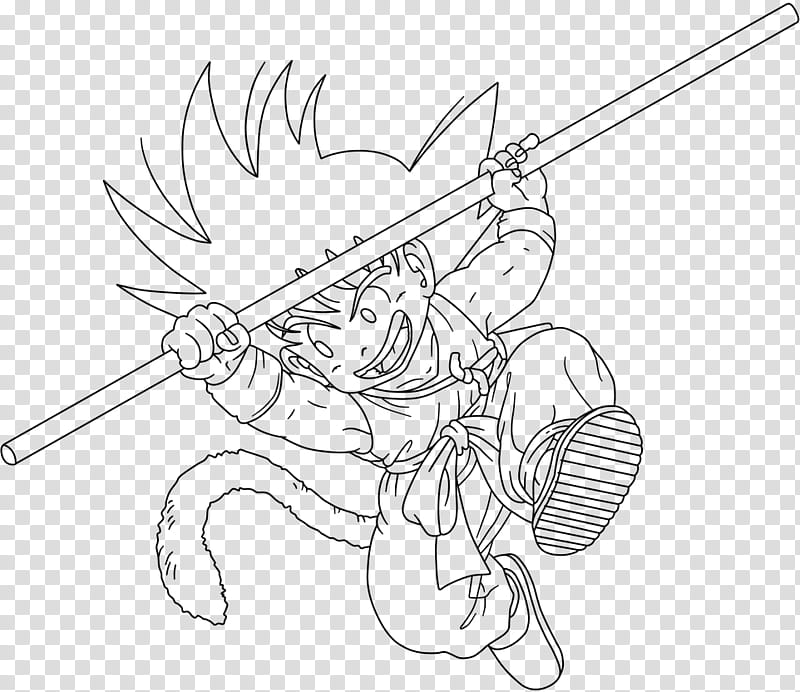 Dragon Ball, Kid Goku , Lineart transparent background PNG clipart