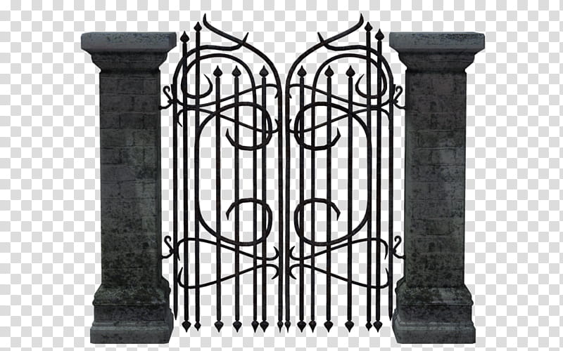 HALLOWEEN O, black steel house gate transparent background PNG clipart