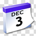 WinXP ICal, Dec  calendar icon transparent background PNG clipart