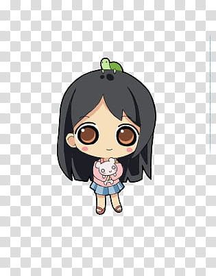 dolls, black haired-female anime character transparent background PNG clipart