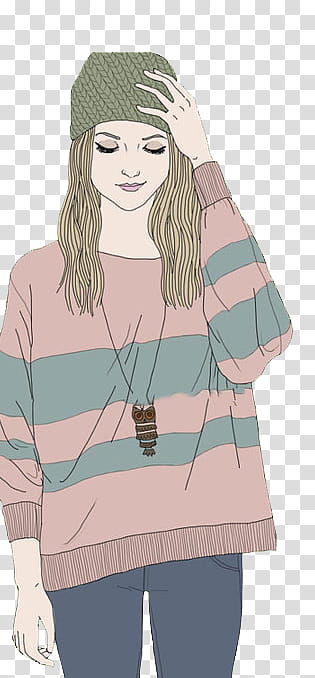 Nenita, woman wearing beanie and sweater illustration transparent background PNG clipart