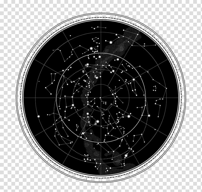 Black Star, Star Chart, Night Sky, Constellation, Circle, Clock, Blackandwhite transparent background PNG clipart