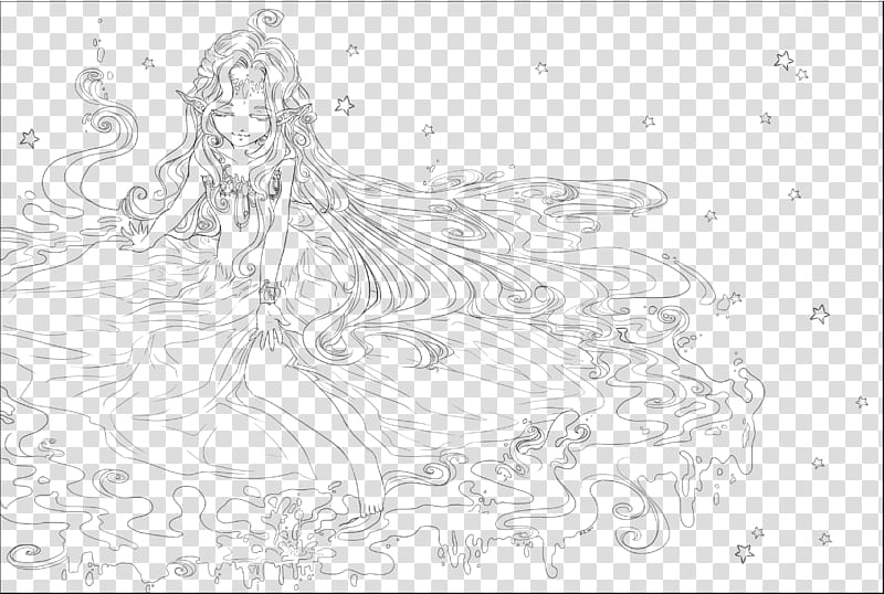 Milky Way, long-haired elf girl illustration transparent background PNG clipart