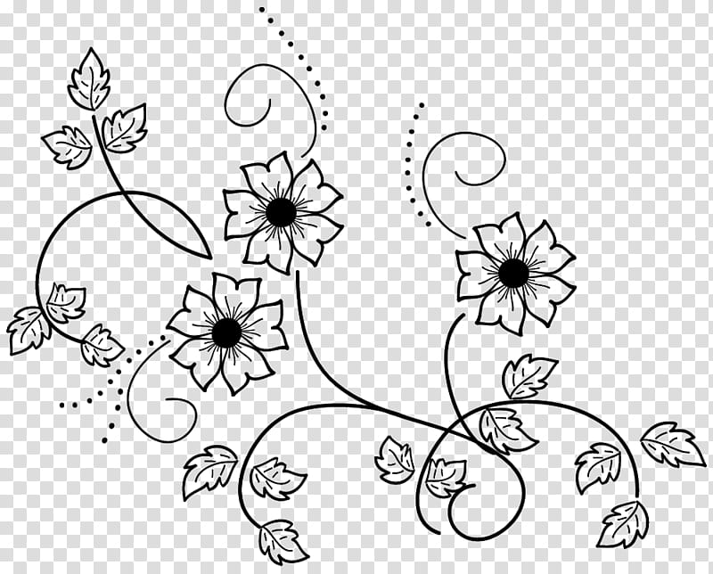 Decorative Flowers, black flower art transparent background PNG clipart