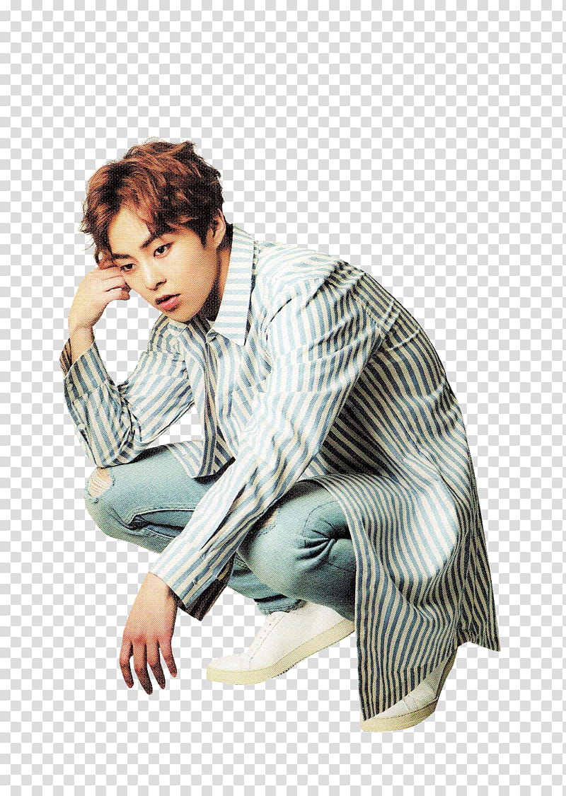 Xiumin EXO , man in sitting position transparent background PNG clipart
