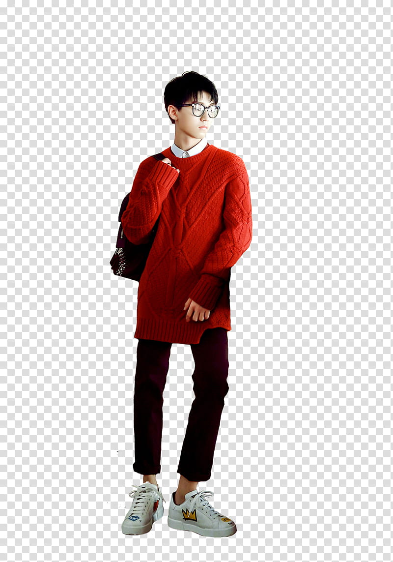 Share  Render TFBOYS Wang Junkai, man wearing red sweater transparent background PNG clipart