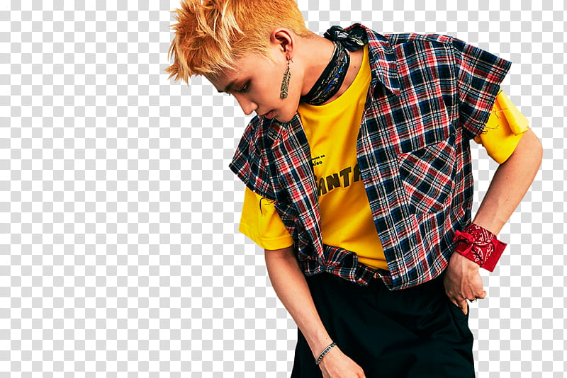 NCT Taeil, man wearing plaid shirt standing transparent background PNG clipart