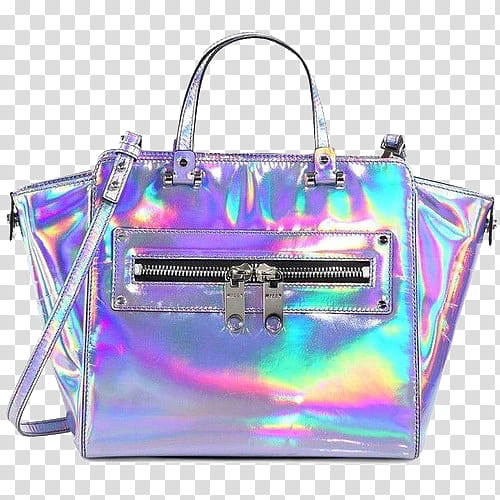 Rainbow s, iridescent leather -way shoulder bag transparent background PNG clipart