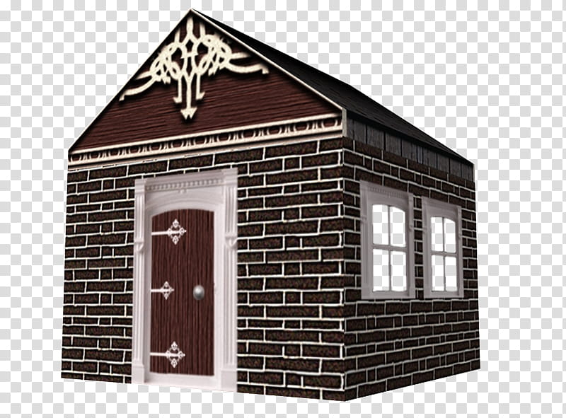 Little Brick House, brown wooden house transparent background PNG clipart