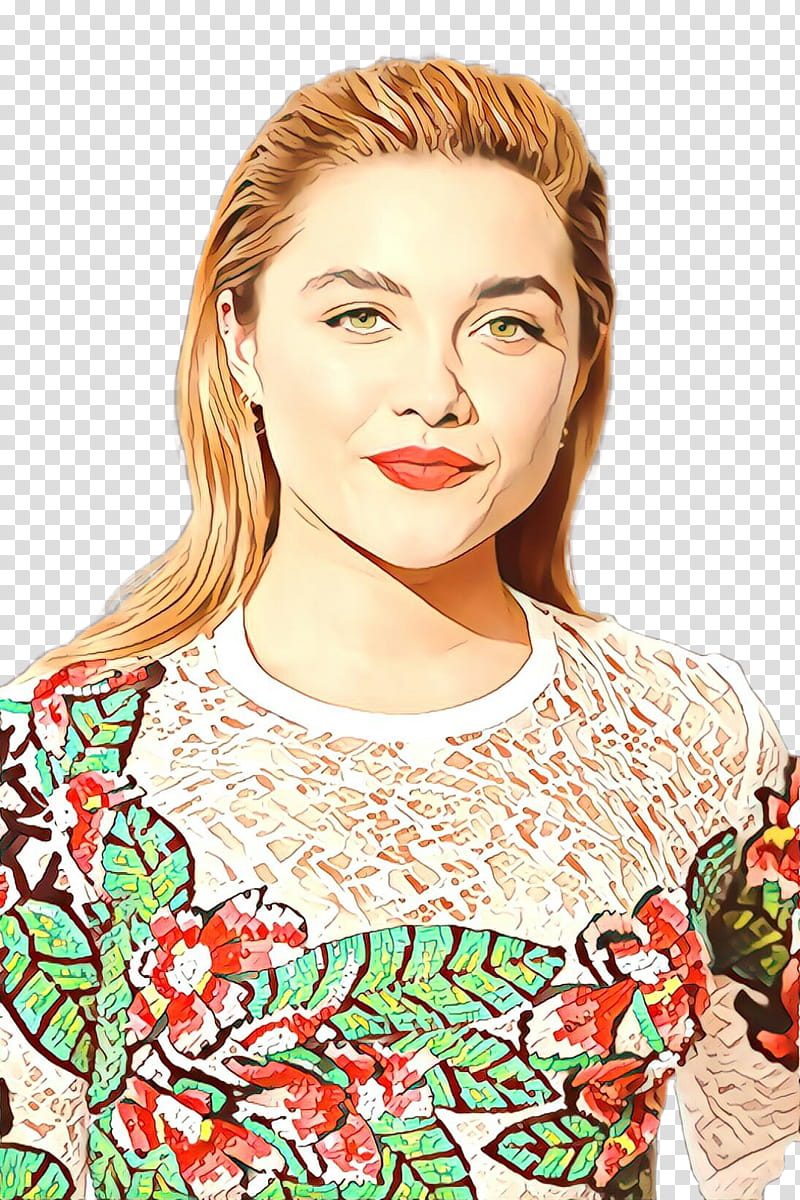 Florence Pugh Brown hair Hair coloring King Lear, Cartoon, Blond, Red Hair, Long Hair, Beautym, Portrait, Hairstyle transparent background PNG clipart