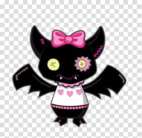 Monster High, black bat wearing white dress and ribbon bow on head illustration transparent background PNG clipart