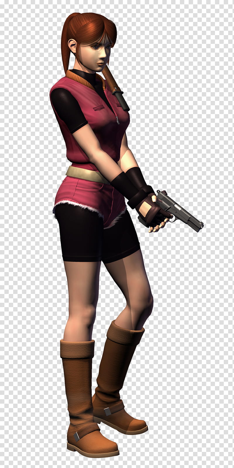 re-claire-holding-gun-render-claire-redfield-holding-pistol-transparent-background-png-clipart