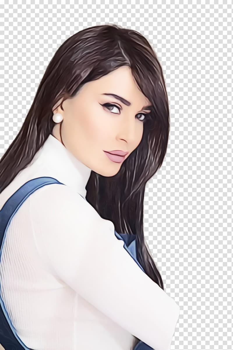 Hair, Cyrine Abdelnour, Black Hair, Bangs, Hair Coloring, Al Hayba, Brown Hair, Wig transparent background PNG clipart