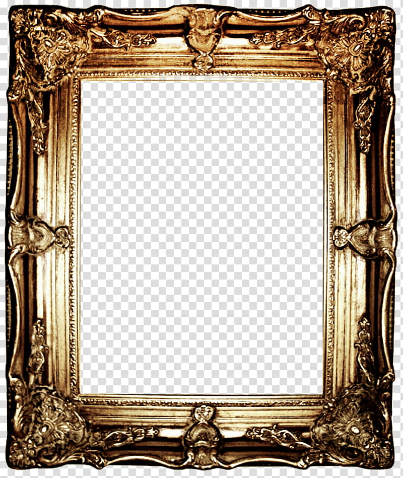 Gold Antique Frame , rectangular brown wooden frame transparent background PNG clipart