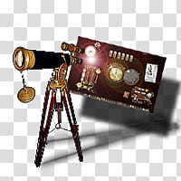 Steampunk Icon Set in format, teamviewer, black and gold-colored stargazer telescope illustration transparent background PNG clipart