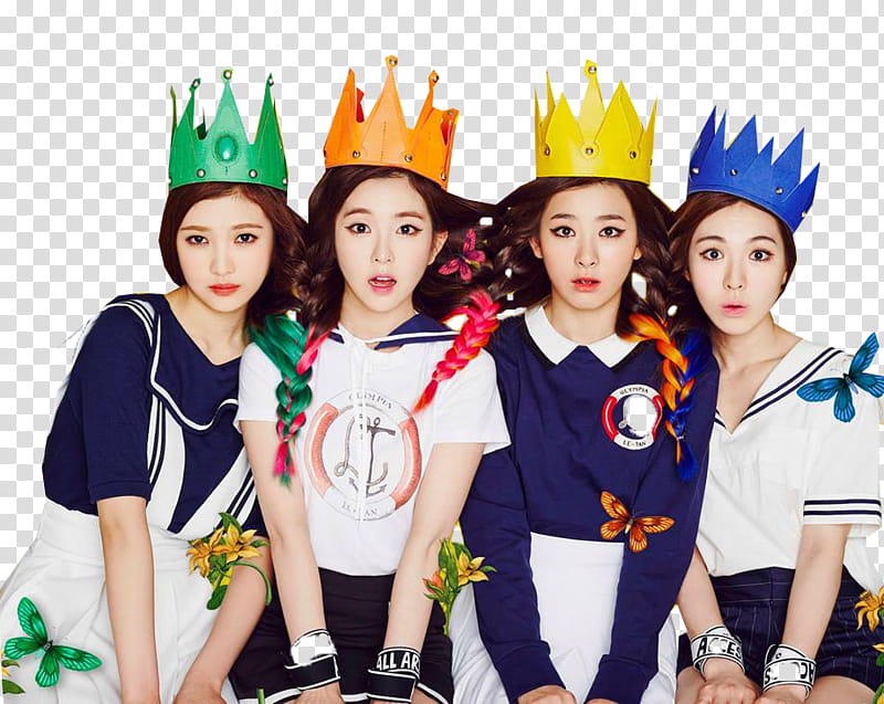 RED VELVET, four female wearing crown transparent background PNG clipart