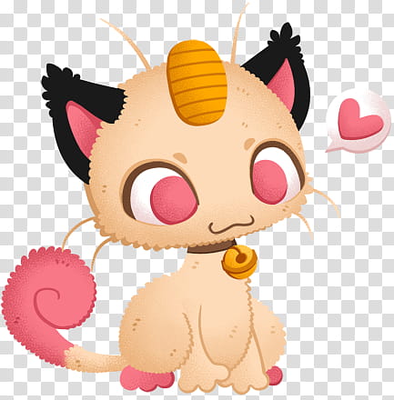 Shiny Meowth, pink and brown cat illustration transparent background PNG clipart