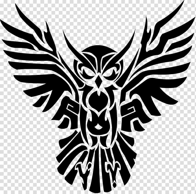 Bird Tattoo, Owl, Drawing, Animal, Great Grey Owl, Tribal Gear, Tattoo Artist, Blackandwhite transparent background PNG clipart