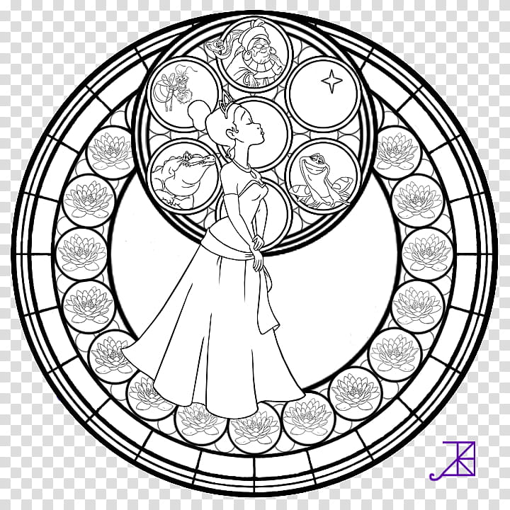 Tiana Stained Glass line art, round woman graphic illustration transparent background PNG clipart