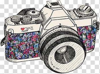 multicolored camera sketch transparent background PNG clipart