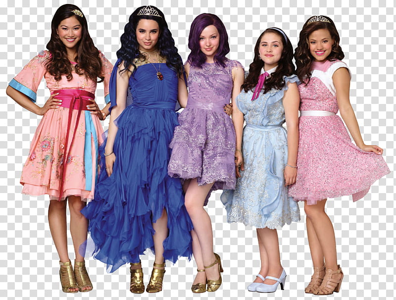 Descendants , five women's assorted-color dresses transparent background PNG clipart