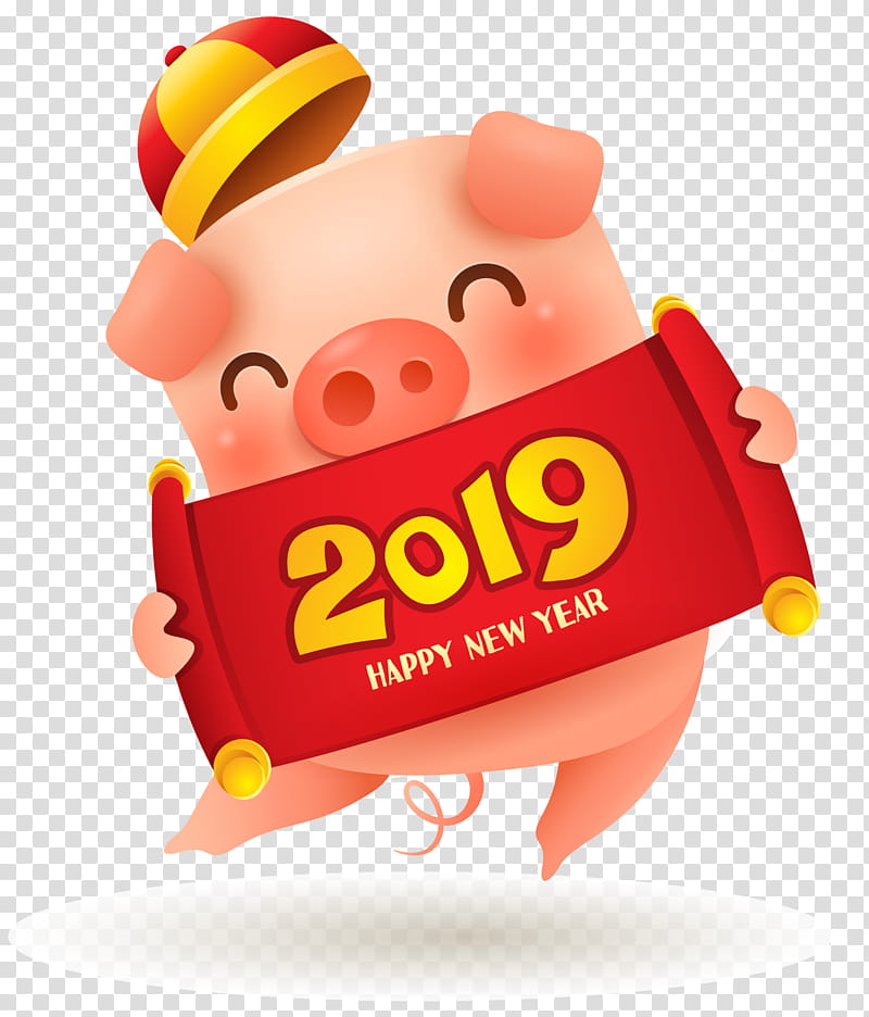 Chinese New Year Pig, Cartoon, Luck, Animation, Smile, Suidae transparent background PNG clipart